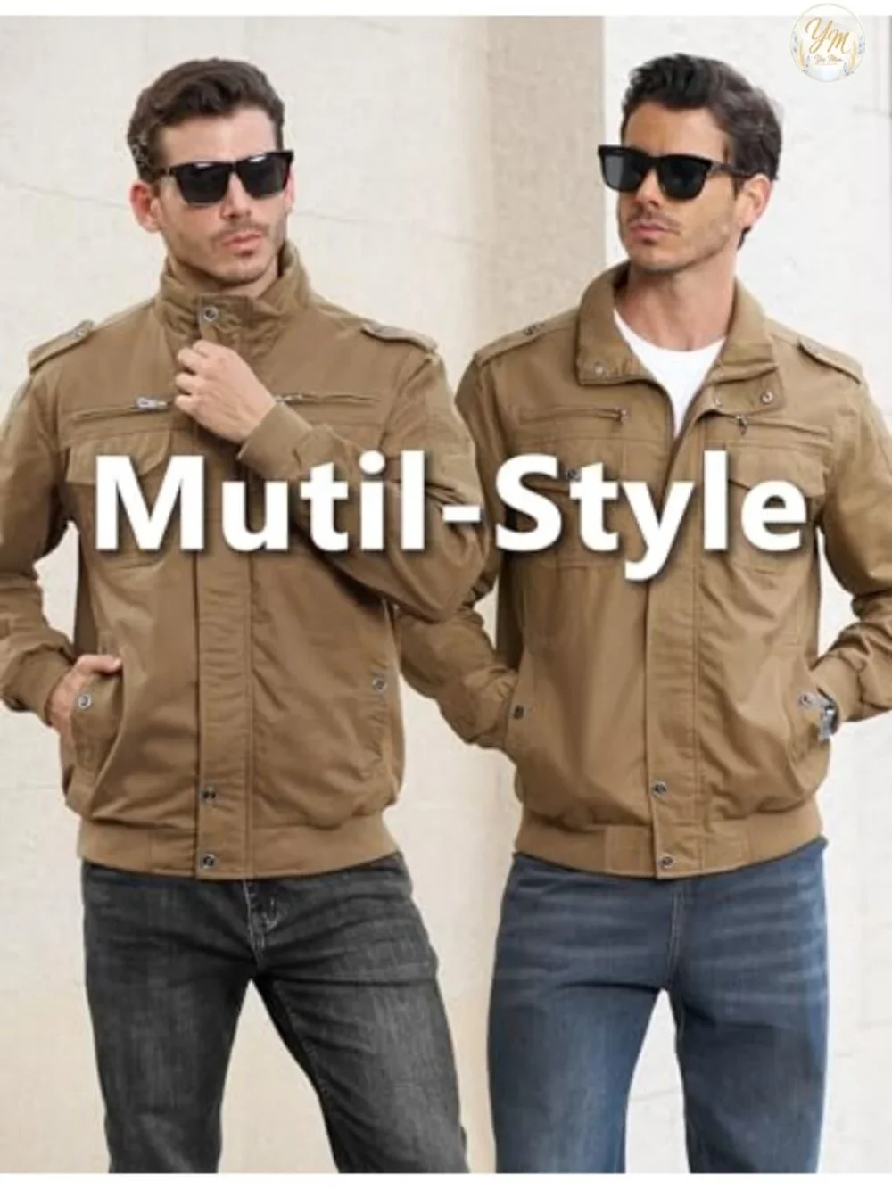 Men's Cotton Military Flight Jacket Multi Pocket Workwear